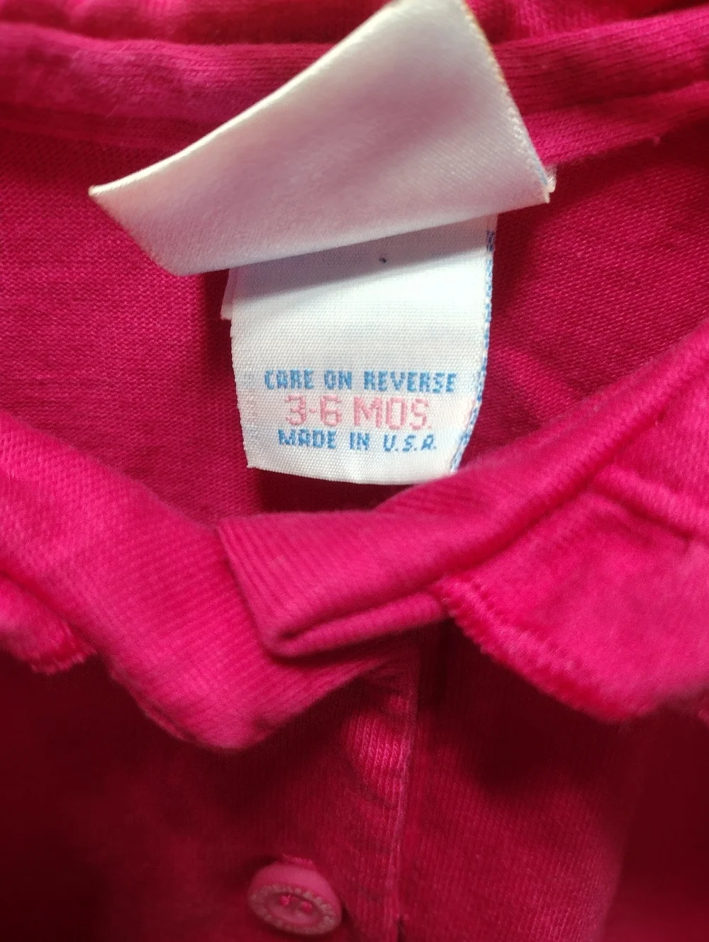 Vintage Baby OshKosh Bgosh Pink Long Sleeve Flower Polo Shirt Girl 3-6M USA Made
